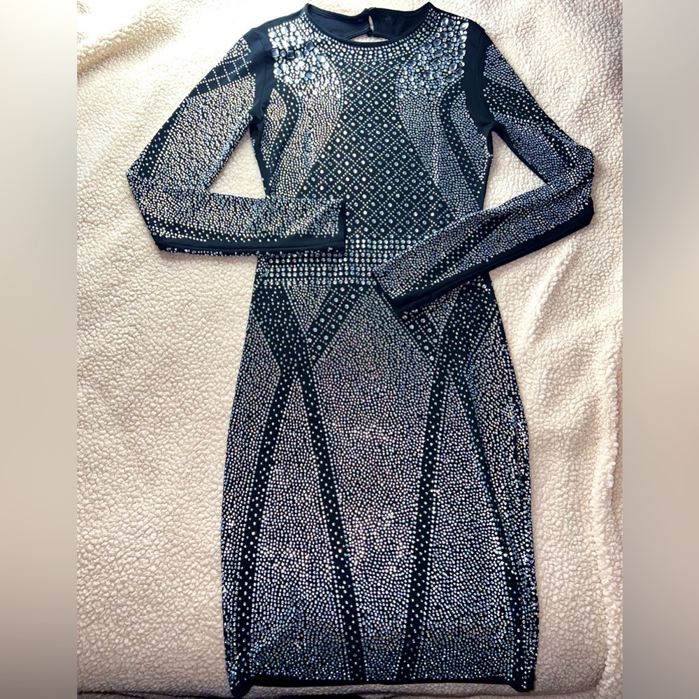 Embellished rhinestone boutique long sleeve dress